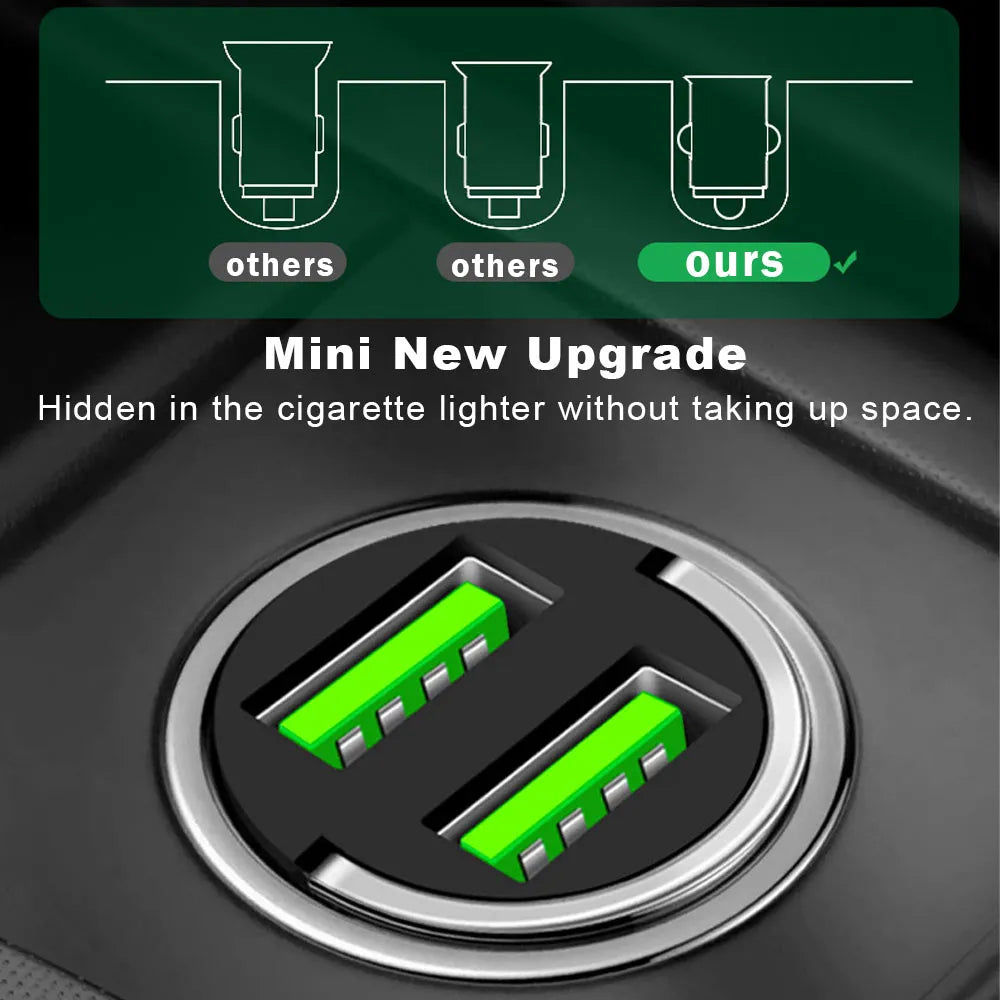 200W Dual Ports Mini USB Car Supper Fast Charger